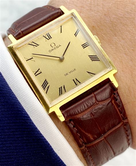 omega rectangular watch|vintage omega tank watch.